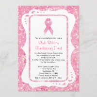 Convite Fundraising do evento da fita cor-de-rosa