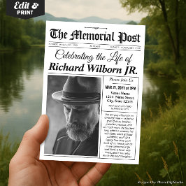 Convite Funeral Memorial Convite para Jornais