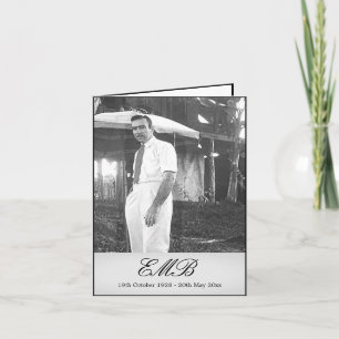 Convite Funeral Memorial Simple Black and White Photo Card