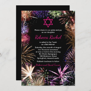 Convite Funky Fireworks Bat Mitzvah