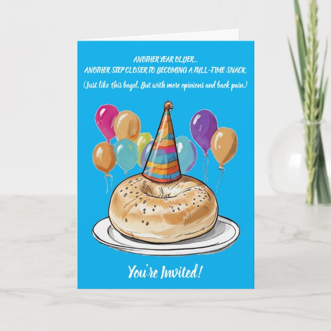 Convite Funny Bagel Birthday com Vibes do Partido (Frente)