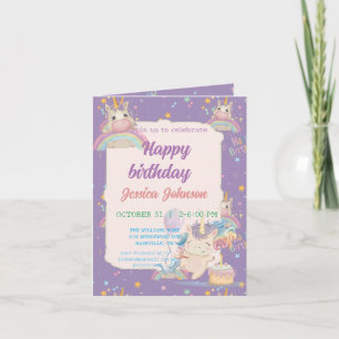 Convite Funny Birthday Unicorn