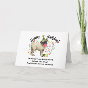 Convite Funny Cute Pug Pet Dog Birthday Card