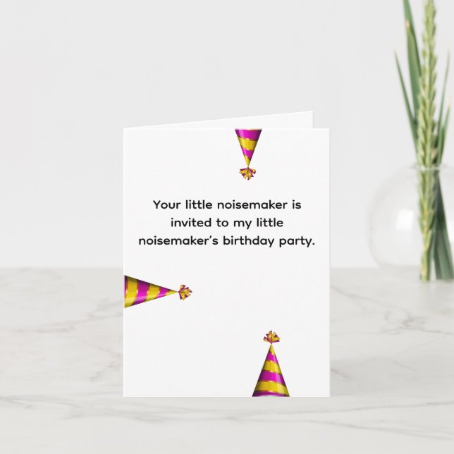 Convite Funny Kids' Birthday Party Little Noisemakers (Frente)