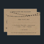Convite Funny RSVP Card Insert w- Song<br><div class="desc">Engraçado texto RSVP e pedido de música para um casamento divertido! O pano de fundo é simples com luzes de cordas maravilhosamente rústicas e fundo de papel kraft.</div>