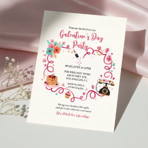 Convite Galentines Caprichoso Telefone Antigo