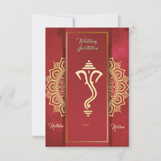 Convite Ganesha para casamento hindu indiano (Frente)
