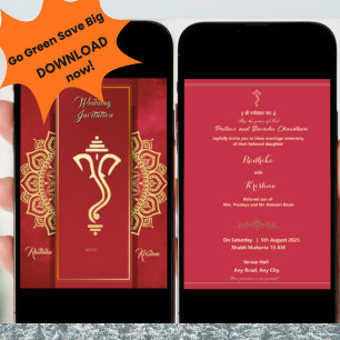 Convite Ganesha para casamento hindu indiano