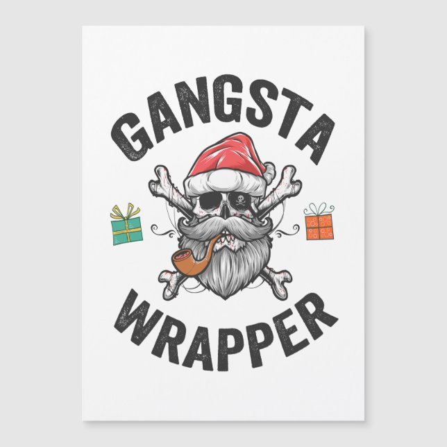 Convite Gangsta Wrapper Engraçado Papais noeis de Natal Pr (Frente)