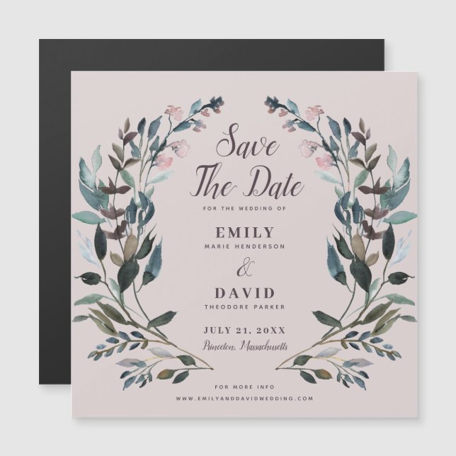 Convite Garden Crest | Casamento De Mauve Purple Com Exceç (Frente/Verso)