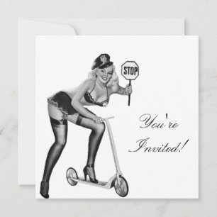 Convite Garota Pin-Up Estilo Preto e Branco 1