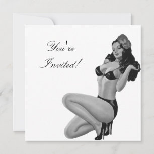 Convite Garota Pin-Up Estilo Preto e Branco 20