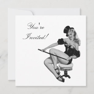 Convite Garota Pin-Up Estilo Preto e Branco 5
