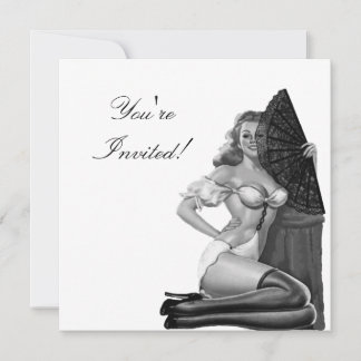 Convite Garota Pin-Up Preto e Branco Estilo 21