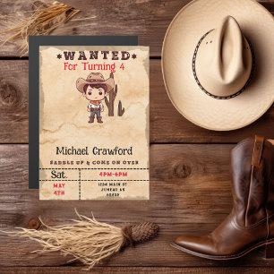 Convite Garoto Aniversariante Country Western Procurado
