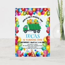 Convite Garoto de balões de lixo do Dinossaur