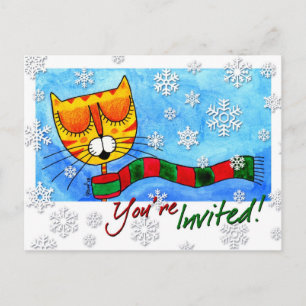 Convite Gato de inverno - Você é convidado! Cartão Postal