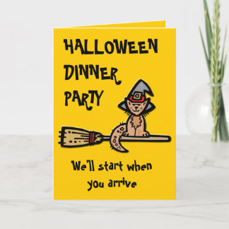 Convite Gato Halloween no Broomstick