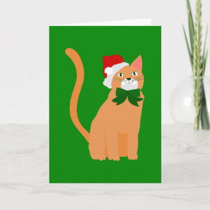 Convite gato laranja de chapéu do papai noel no natal