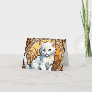 Convite Gato no Estilo de Alphonse Mucha