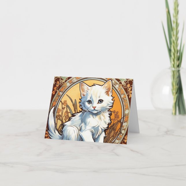 Convite Gato no Estilo de Alphonse Mucha (Frente)