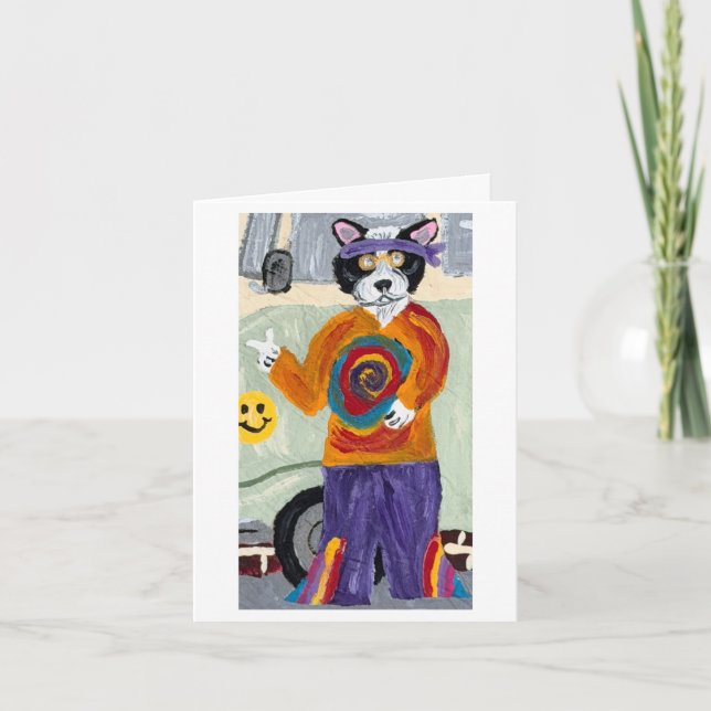 Convite Gato Pai Hippie Gato Tuxedo (Frente)