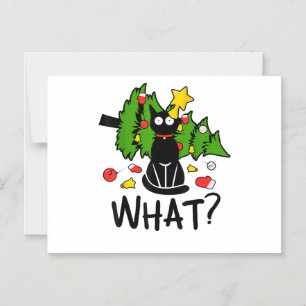 Convite Gato Preto Engraçado Árvore de Natal Alegre Papai