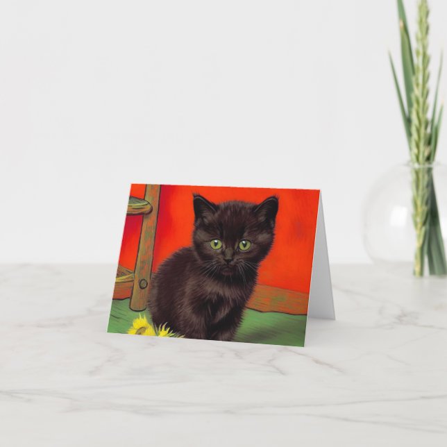 Convite Gato Preto Estilo Van Gogh (Frente)