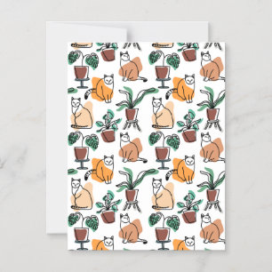 Convite Gatos e flores para desenho de linhagens