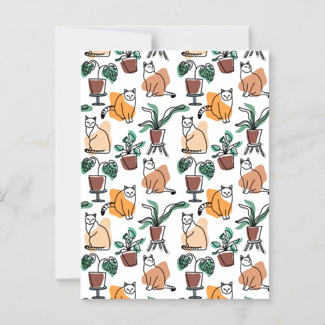 Convite Gatos e flores para desenho de linhagens (Frente)