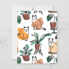 Convite Gatos e flores para desenho de linhagens