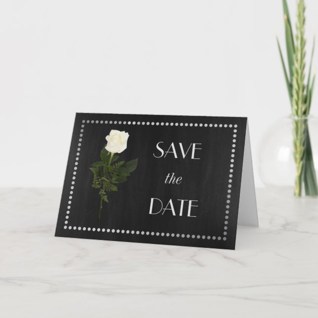 Convite Gay Elegante Preto e Prata RSVP com Rosa (Frente)