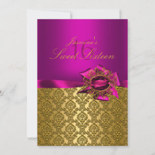 Convite Gem & Bow  Pink Sweet 16