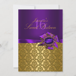 Convite Gem & Bow|Roxo Sweet 16