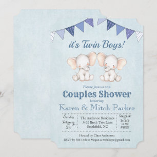 Convite GÊMEO do chá de fraldas do elefante