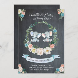 Convite gêmeo do menina-menino do elefante,