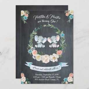 Convite gêmeo do menina-menino do elefante,