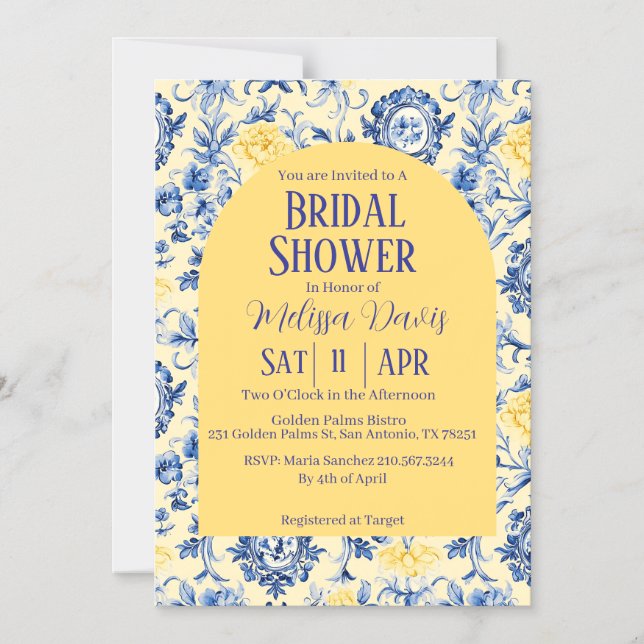 Convite Gentle Chinoiserie Bridal Shower Invitation  (Frente)
