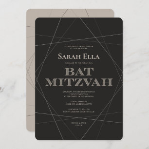 Convite Geo Modern Silver Bat Mitzvah