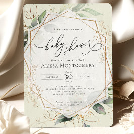 Convite geométrico ao Chá de fraldas Dourado