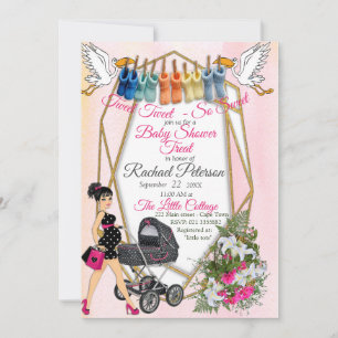 Convite geométrico ao Chá de fraldas Dourado