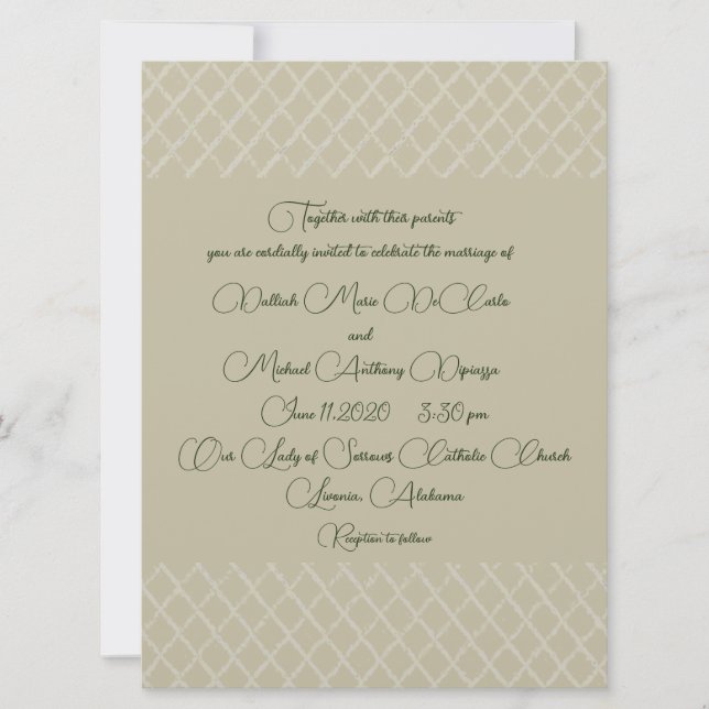 Convite Geométrico de Casamento Ecru Design (Frente)