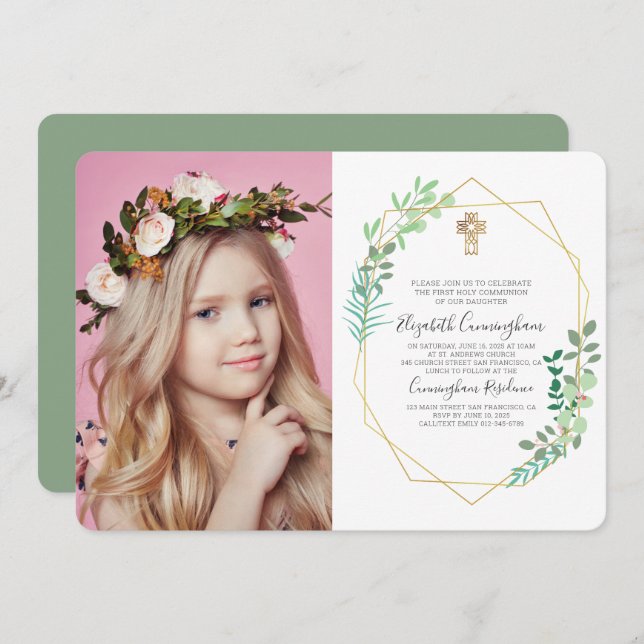 Convite Geométrico de Fotografia Cruzada (Frente/Verso)