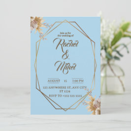 Convite Geométrico Floral para Casamento com Doura