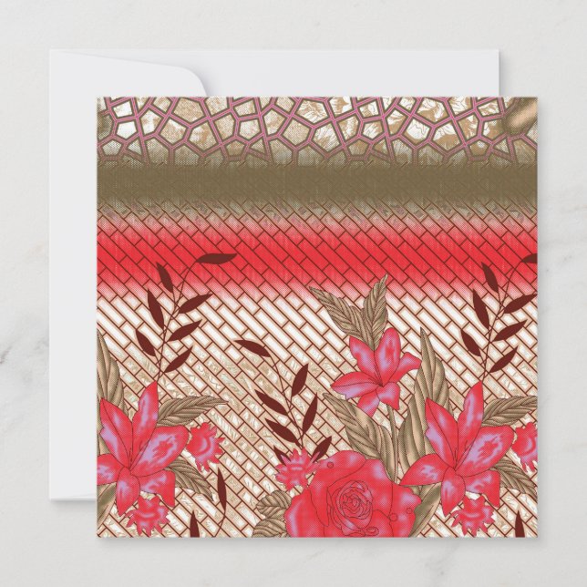 Convite Geométrico Floral Vermelho Elegante Modern (Frente)