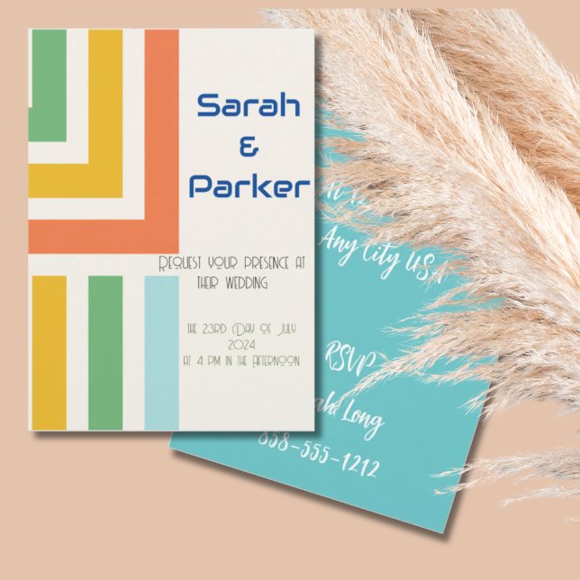 Convite Geométrico Moderno para Casamento (Criador carregado)