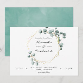 Convite Geométrico para Casamento Eucalyptus com A