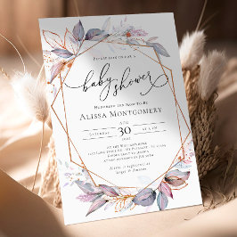 Convite Geométrico para Chás de fraldas de Lavanda