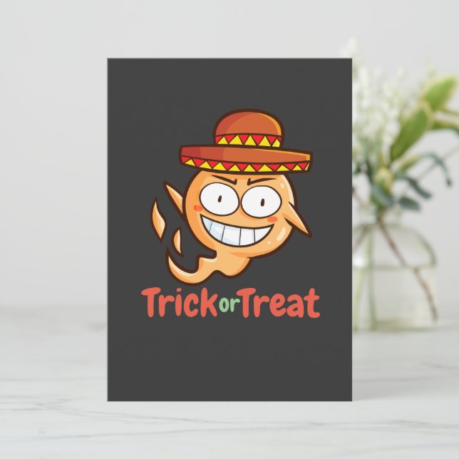 Convite Ghost Mexicano para Halloween Personalizáv (Em pé/Frente)