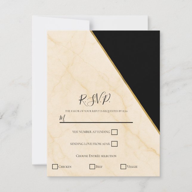 Convite Gilded Geometry Luxe Marmore Ivory & Gold  (Frente)